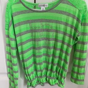 Girl’s Neon Green and gray long sleeved shirt